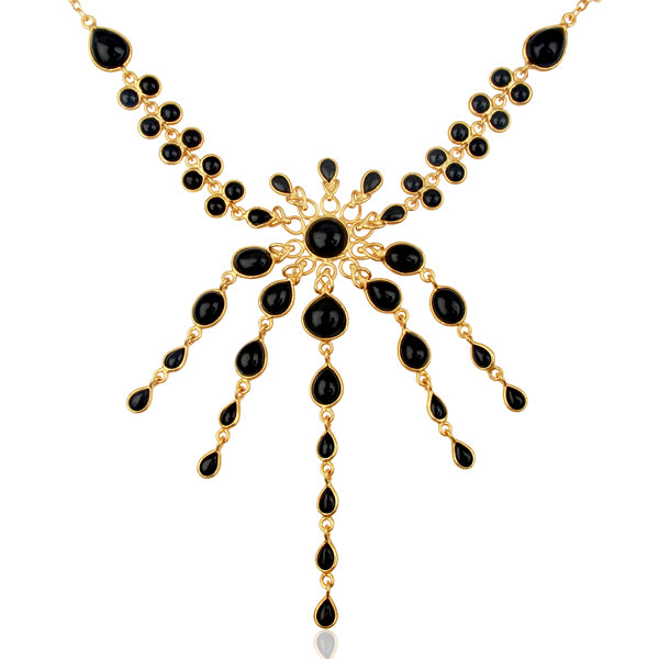 Sun Star Black Onyx 18KT Gold Necklace